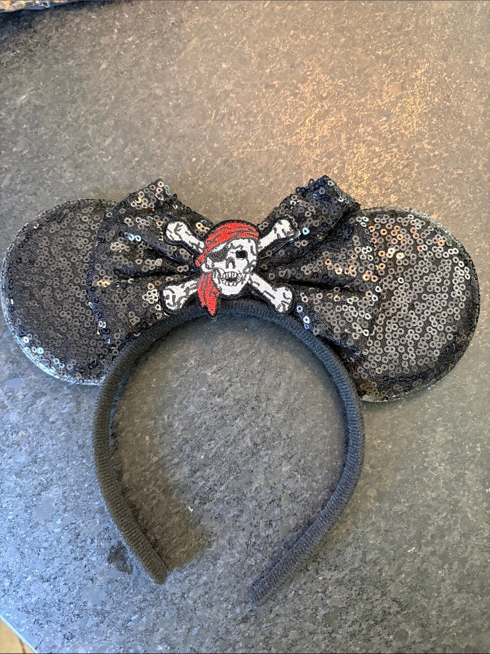 Black Sequin Pirate Ear Headband for Kids